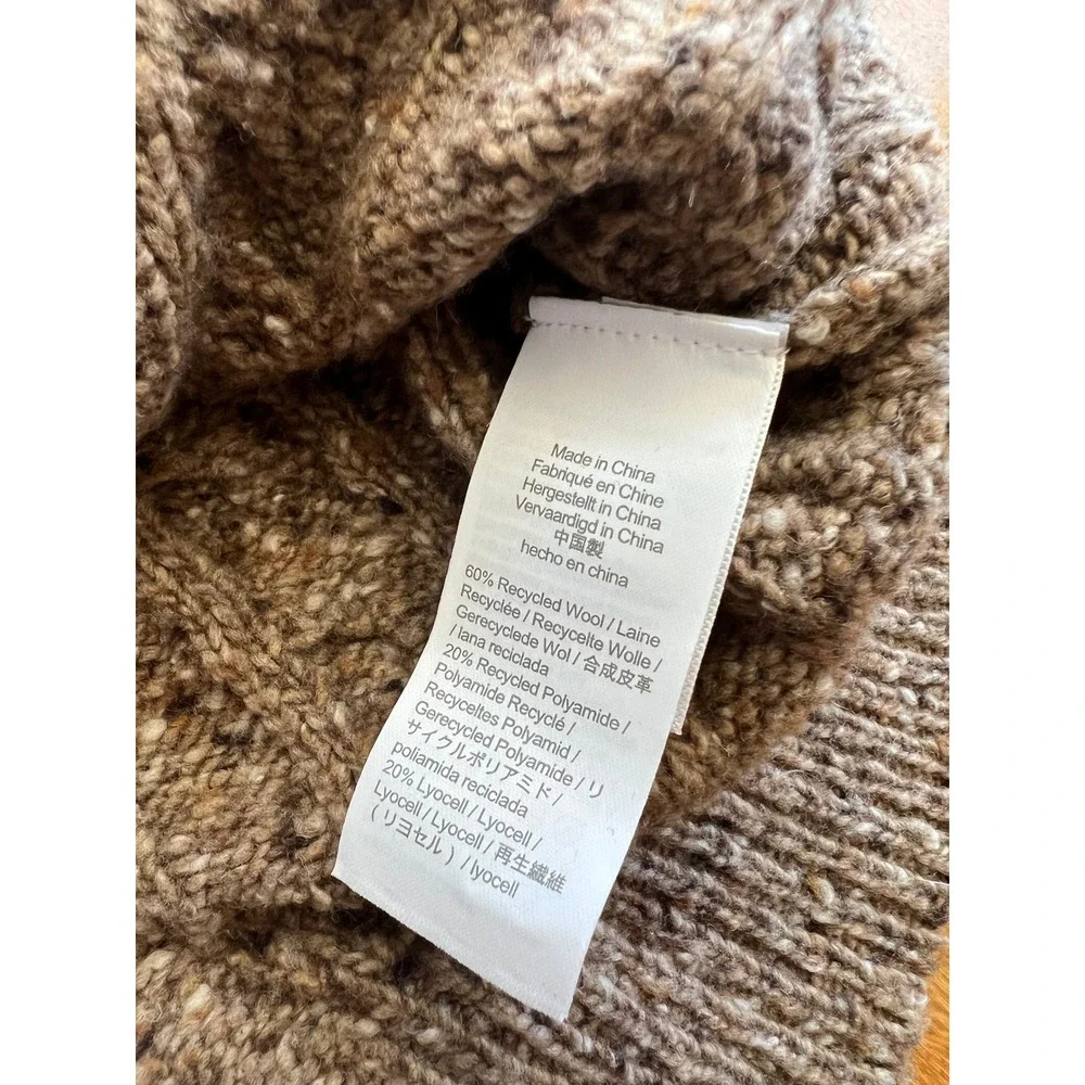 J. Crew Wool Blend Cable Knit Fisherman Pullover Sweater Brown Mens Size XL